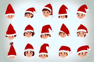 Santa christmas kids with hat vector illustration