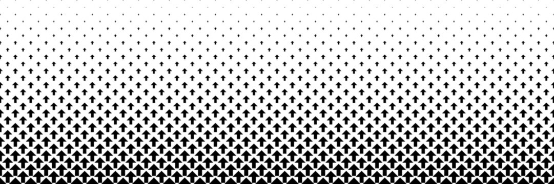 horizontal black halftone of arrow design for pattern and background.