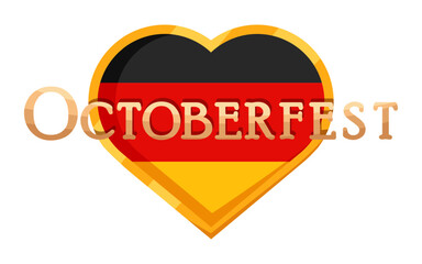 The inscription oktoberfest on the background of a heart with the flag of Germany