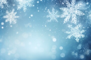 Fototapeta na wymiar Winter-themed backdrop featuring a stunning icy snowflake. Festive holiday banner with a blank area for text. Generative AI