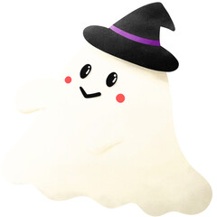 hand drawn spooky ghost png illustration, halloween concept isolated background.