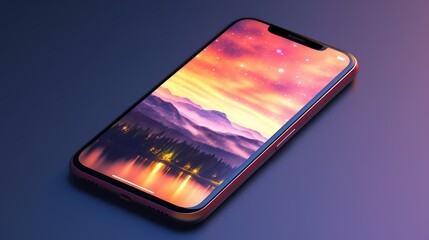 Mockup smartphone with a subtle glow around the screen. AI generated