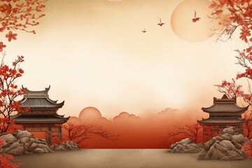 Oriental themed background large copy space - stock picture backdrop