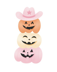 Jack-o-lantern pumpkin cowgirls