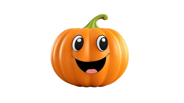 Cartoon funny face pumpkin, isolated on white transparent background