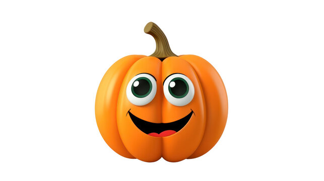 Cartoon funny face pumpkin, isolated on white transparent background