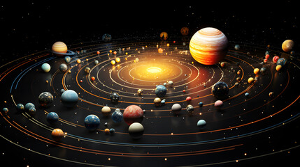 there is a picture of planets and their solar system - obrazy, fototapety, plakaty