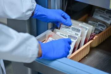 close up blood bag in laboratory medical concept. blood, donate blood, blood bank. - obrazy, fototapety, plakaty
