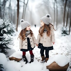 children playing with snow