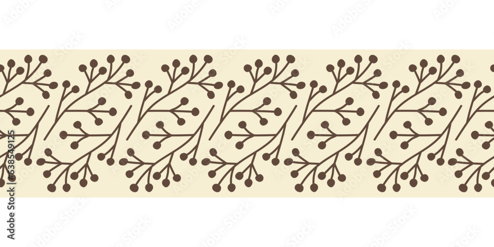 Poster horizontal seamless border of silhouette rowan branch. vector illustration