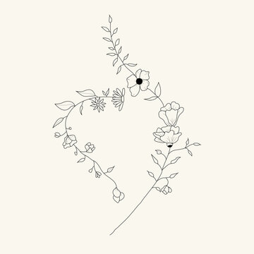Neda floral outline line art drawing tattoo