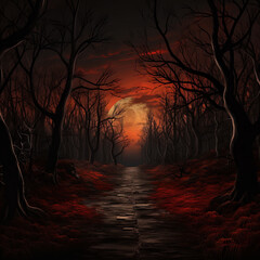Holiday event halloween scene horror background concept with empty space