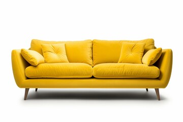 Contemporary transparent yellow sofa png. Generative AI