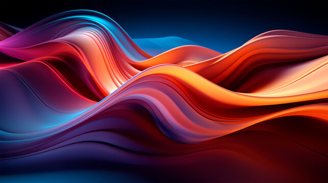futuristic wallpaper of colorful waves on dark background for graphic composition