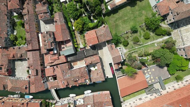 Venice generic top-down perspective drone view, noon
