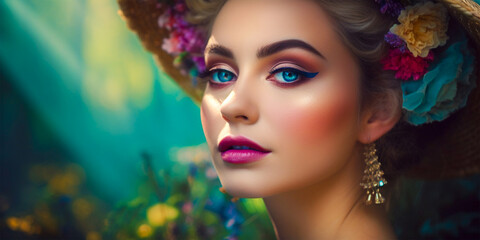 Explore different makeup looks and styles. Choose from a variety of makeup products and techniques. Get tips and tricks on how to discover your natural beauty through makeup. - obrazy, fototapety, plakaty