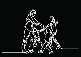 continuous line drawing vector illustration with FULLY EDITABLE STROKE - family life concept on black background