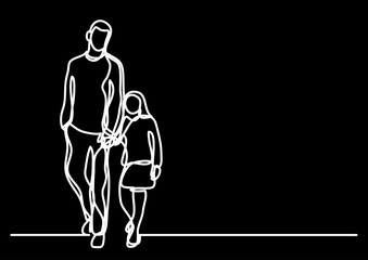 continuous line drawing vector illustration with FULLY EDITABLE STROKE - family life concept on black background