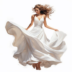 Dancing bride in the dress