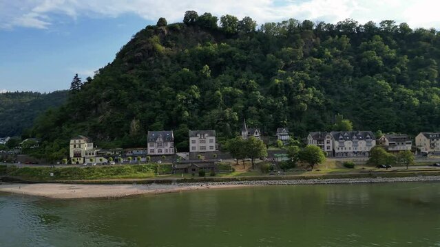 Rhine river from above Drone 4K