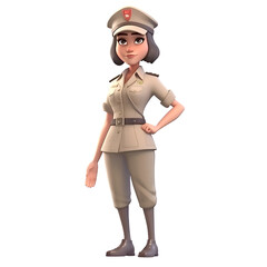 Policewoman with uniform (3d rendering. white background)