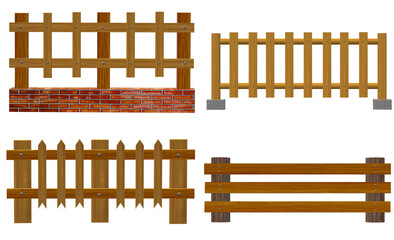 brown wooden fence transparent background Can be used as an illustration of a scene Wooden fence design and decoration PNG