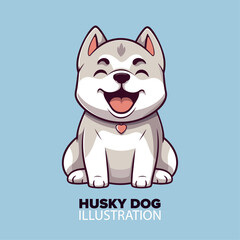 Cute Husky Cartoon Vector: Iconic Animal Nature Illustration
