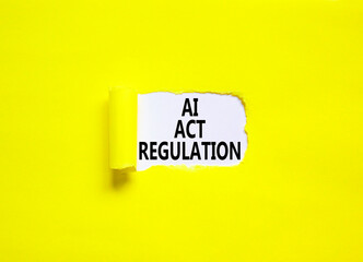 AI act regulation symbol. Concept words AI artificial intelligence act regulation on beautiful white paper. Beautiful yellow background. Business AI act regulation concept Copy space