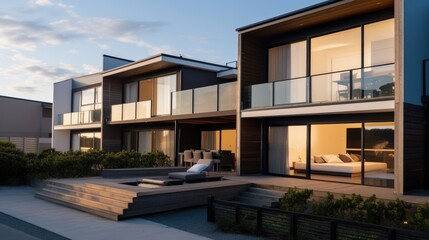 Obraz premium Modern beach house. Generative AI