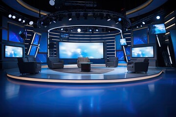 TV oder cable news network live studio set (Generative AI)