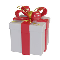 gift box or present box with red ribbon bow, pink ribbon bow, green ribbon bow isolated on white background.3D Rendering.