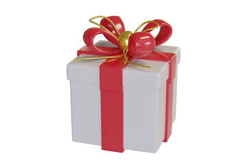 Obraz premium gift box or present box with red ribbon bow, pink ribbon bow, green ribbon bow isolated on white background.3D Rendering.