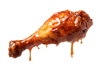 Chicken leg with sauce isolated on transparent background