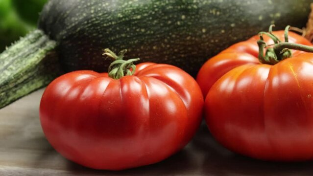 tomates, courgette, aubergines et oignons en gros plan