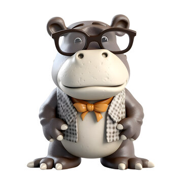 Hippo character with glasses and bow tie wearing a bowtie