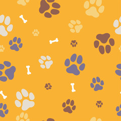 Fototapeta premium Pet paws background. Seamless pattern. Vector illustration