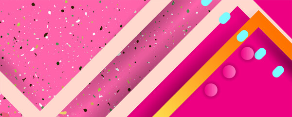 Barbie pink background. Bright juicy colors background with geometric elements. Vector stock illustration textured shapes in vibrant colors