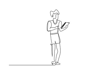 sportman athlete teacher lesson looking at list lifestyle line art