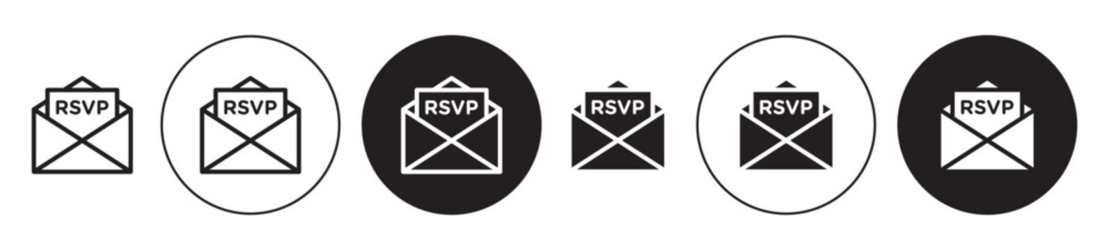 RSVP (Répondez s'il vous plaît) icon set. reply email vector symbol in black color.