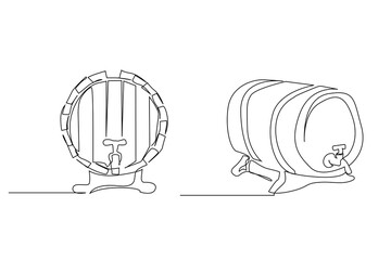 alcohol beverage wooden barrel faucet  line art