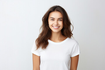 Fototapeta premium Generative ai collage image picture of pretty lovely girl looking in camera feel joyful