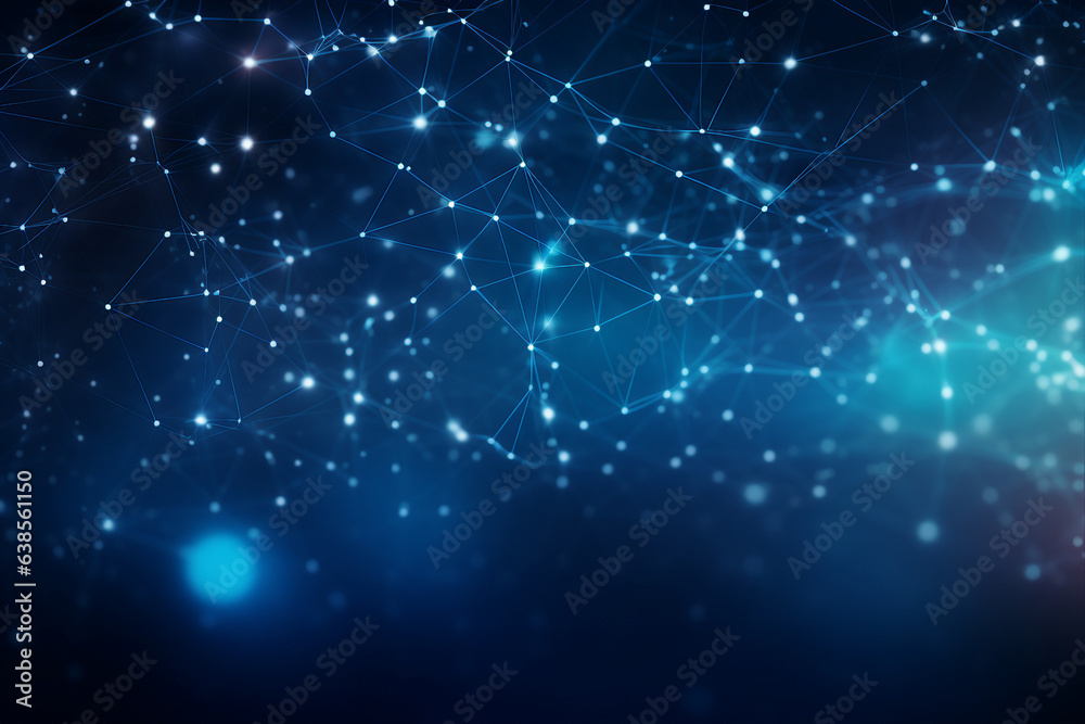 Poster generative ai collage image picture of connected lines on cosmic background data network concept