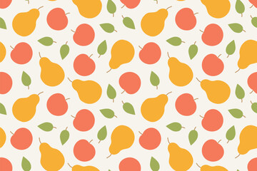 autumn fruit seamless pattern with apples and pears, great for wrapping, textile, wallpaper, greeting card- vector illustration