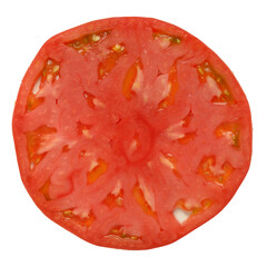 fresh slice red tomato isolated on white background, close up, fresh organic food