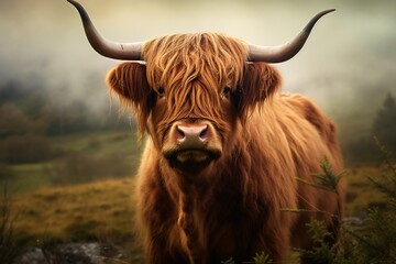 Close up of highland cattle - obrazy, fototapety, plakaty
