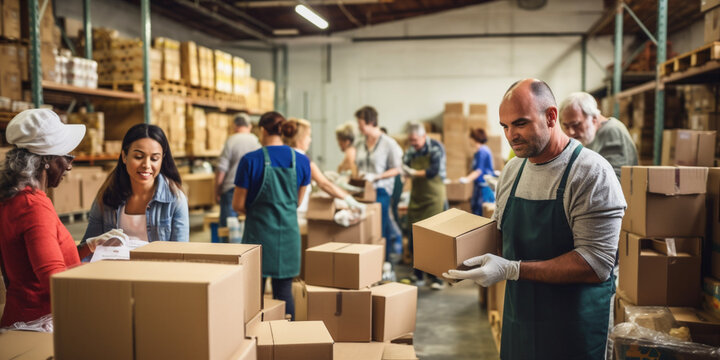 A group of People Volunteering.  