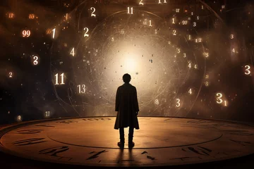  Generative ai collage photo image of time traveler person in astral world with full numbers numerology concept © Tetiana