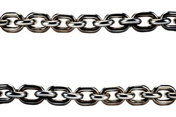 horizontal straight chain isolated on transparent background ,metallic silver chain cut out isolated ,generative ai