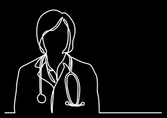 continuous line drawing vector illustration with FULLY EDITABLE STROKE of medical healthcare doctors and hospitals concept on black background