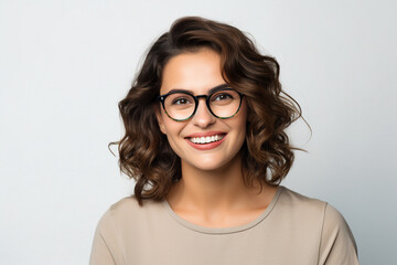 Obraz premium Made with Generative IA tech illustration charming businesswoman smiling confident office worker